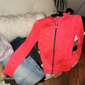 NEON! FITTED UNDER ARMOUR NEON ORANGE FULL ZIP JACKET XS  ☆